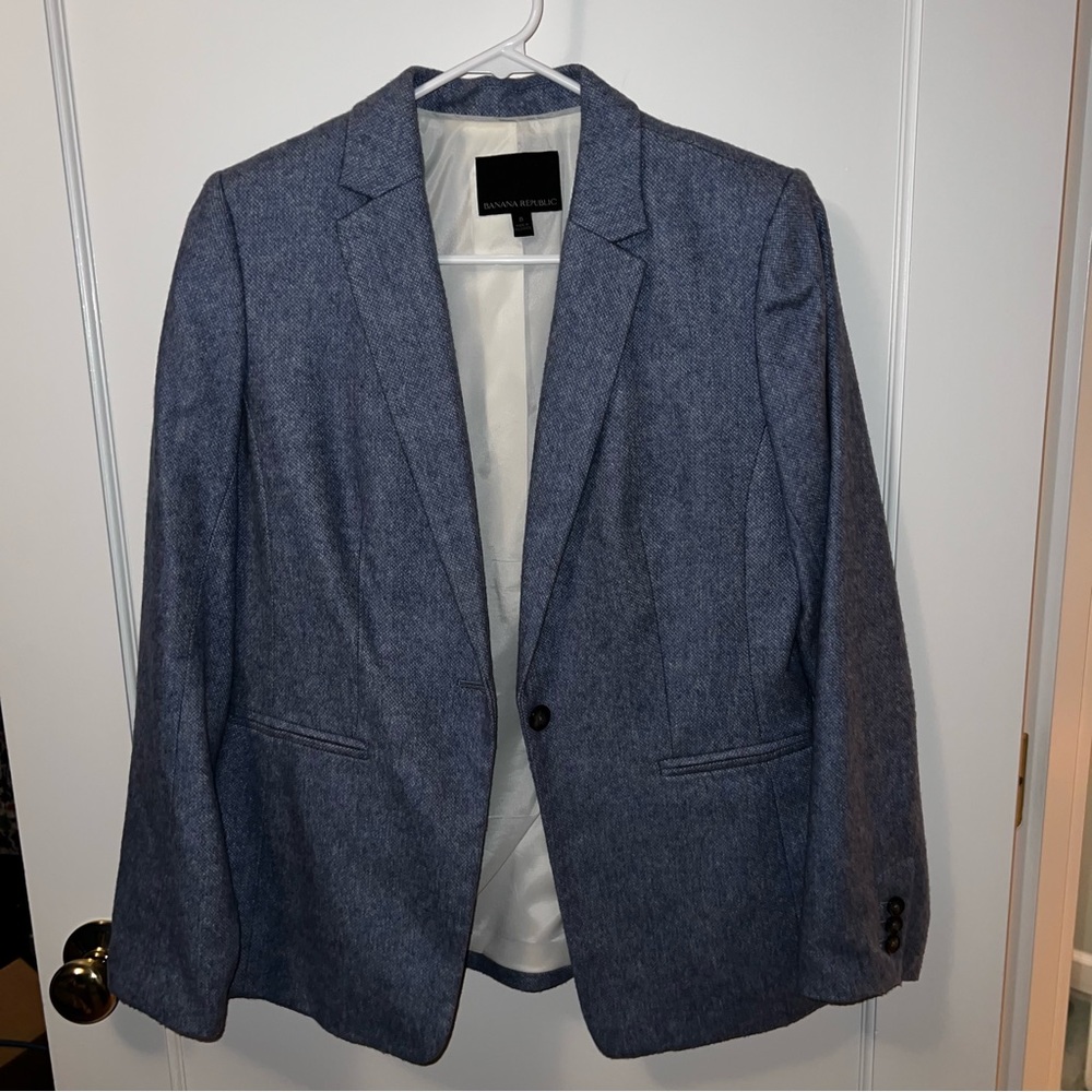 Blue Wool Blazer Banana Republic